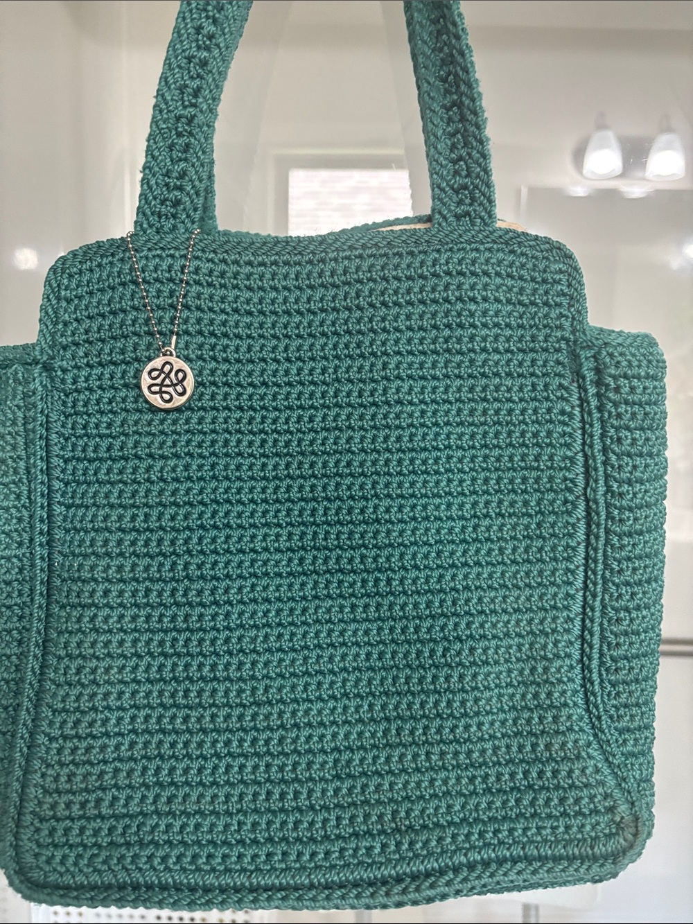 The Sak White Hobo with Teal Trim